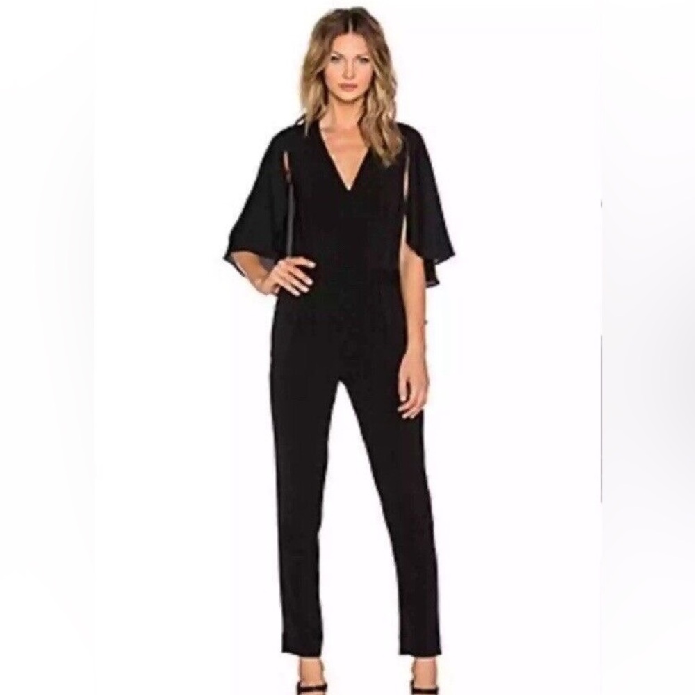 Halston Heritage Black Jumpsuit with Flutter Sleeves